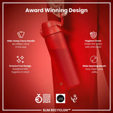 ION8 Leak Proof Slim Water Bottle, Recyclon, Red, 500ml (18oz)