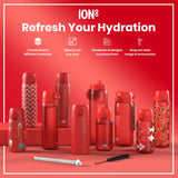 ION8 Leak Proof Slim Water Bottle, Recyclon, Red, 500ml (18oz)