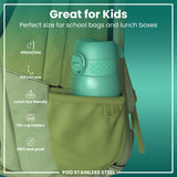 ION8 Leak Proof Kids Water Bottle, Stainless Steel, Teal, 400ml (13oz)