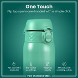 ION8 Leak Proof Kids Water Bottle, Stainless Steel, Teal, 400ml (13oz)