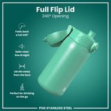 ION8 Leak Proof Kids Water Bottle, Stainless Steel, Teal, 400ml (13oz)
