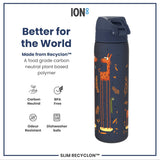 ION8 Leak Proof Slim Water Bottle, Recyclon, Giraffe, 500ml (18oz)