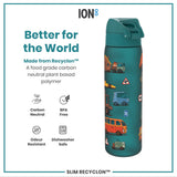 ION8 Leak Proof Slim Water Bottle, Recyclon, Automobile, 500ml (18oz)
