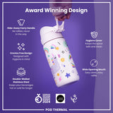 ION8 Leak Proof Thermal Steel Water Bottle, Insulated Steel, Unicorns, 320ml (11oz)