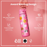 ION8 Leak Proof Slim Water Bottle, Stainless Steel, Cats, 600ml (20oz)