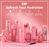 ION8 Leak Proof Slim Water Bottle, Stainless Steel, Cats, 600ml (20oz)