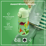 ION8 Leak Proof Kids Water Bottle, Recyclon, Dinosaur, 350ml (12oz)