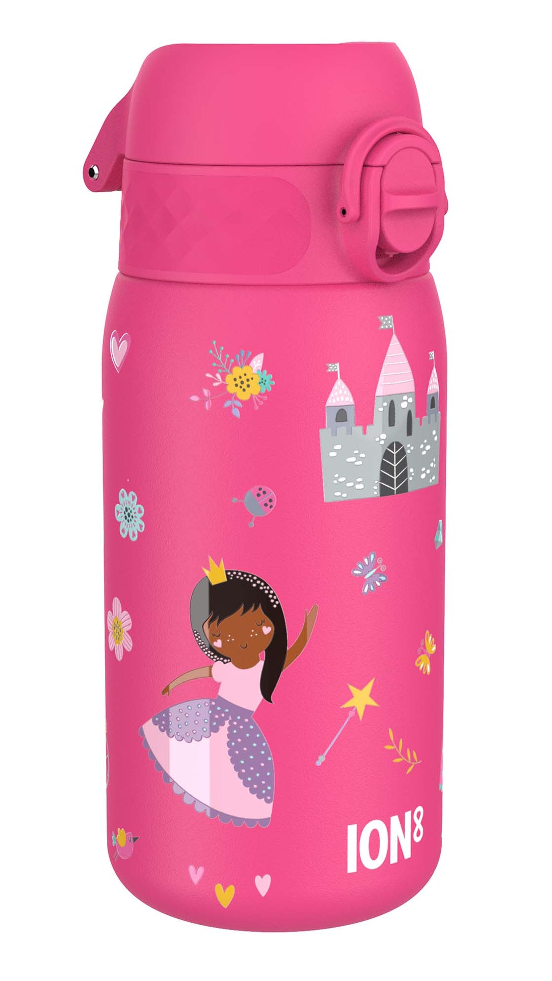 ION8 Leak Proof Kids Water Bottle, Stainless Steel, Princess, 400ml (13oz)