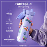ION8 Leak Proof Slim Thermal Steel Water Bottle, Insulated, Butterfly, 500ml (17oz)