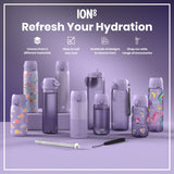 ION8 Leak Proof Slim Thermal Steel Water Bottle, Insulated, Butterfly, 500ml (17oz)