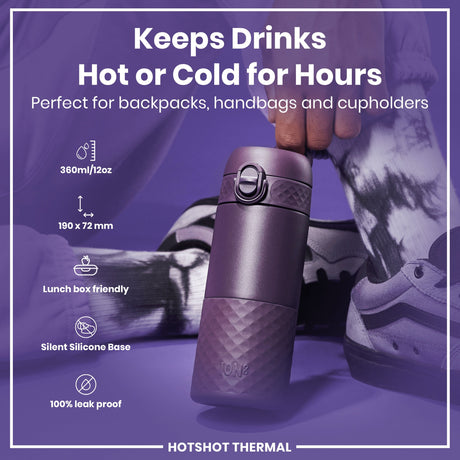 ION8 HotShot Leak Proof Insulated Cup, Travel Mug, Blackberry, 360ml (12oz)