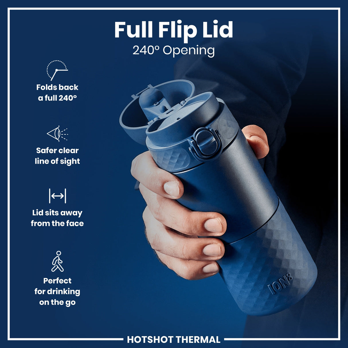 ION8 HotShot Leak Proof Insulated Cup, Travel Mug, Ash Navy, 360ml (12oz)