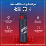 ION8 Leak Proof NFL Water Bottle, Stainless Steel, New England Patriots, 600ml