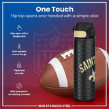ION8 Leak Proof NFL Water Bottle, Stainless Steel, New Orleans Saints, 600ml (20oz)