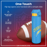 ION8 Leak Proof NFL Water Bottle, Stainless Steel, Los Angeles Chargers, 600ml (20oz)