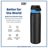 ION8 Leak Proof NFL Water Bottle, Stainless Steel, Carolina Panthers, 600ml (20oz)