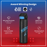 ION8 Leak Proof NFL Water Bottle, Stainless Steel, Carolina Panthers, 600ml (20oz)