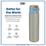 ION8 Leak Proof NFL Water Bottle, Stainless Steel, Detroit Lions, 600ml (20oz)