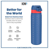 ION8 Leak Proof NFL Water Bottle, Stainless Steel, Buffalo Bills, 600ml (20oz)