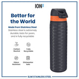 ION8 Leak Proof NFL Water Bottle, Stainless Steel, Chicago Bears, 600ml (20oz)