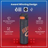 ION8 Leak Proof NFL Water Bottle, Stainless Steel, Chicago Bears, 600ml (20oz)