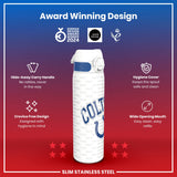 ION8 Leak Proof NFL Water Bottle, Stainless Steel, Indianapolis Colts, 600ml (20oz)