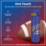 ION8 Leak Proof NFL Water Bottle, Stainless Steel, Baltimore Ravens, 600ml (20oz)
