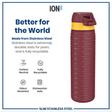 ION8 Leak Proof NFL Water Bottle, Stainless Steel, Washington Commanders, 600ml (20oz)