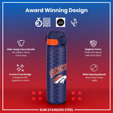 ION8 Leak Proof NFL Water Bottle, Stainless Steel, Denver Broncos, 600ml (20oz)
