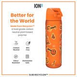 ION8 Leak Proof Slim Water Bottle, Recyclon, Music, 500ml (18oz)