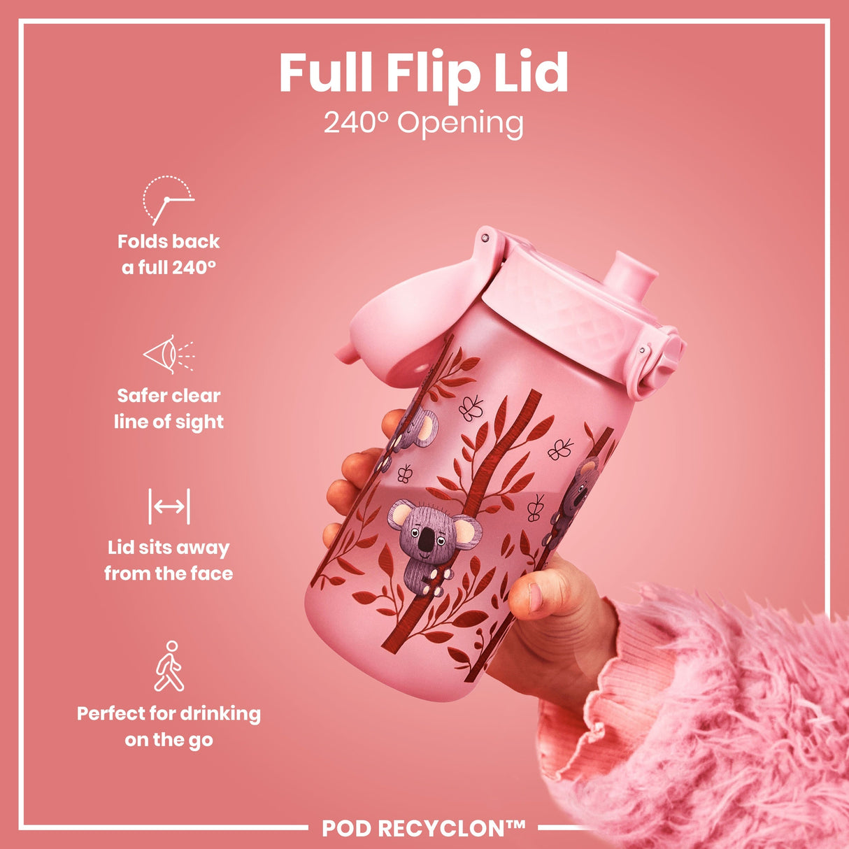 ION8 Leak Proof Kids Water Bottle, Recyclon, Koalas, 350ml (12oz)