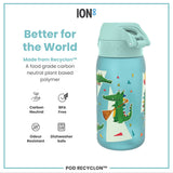 ION8 Leak Proof Kids Water Bottle, Recyclon, Crocodiles, 350ml (12oz)
