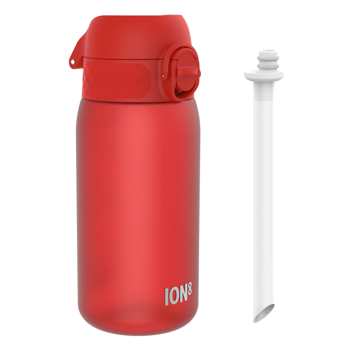 ION8 Leak Proof Small Water Bottle With Straw, Recyclon, Red, 350ml (12oz)