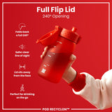 ION8 Leak Proof Small Water Bottle With Straw, Recyclon, Red, 350ml (12oz)
