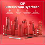 ION8 Leak Proof Small Water Bottle With Straw, Recyclon, Red, 350ml (12oz)