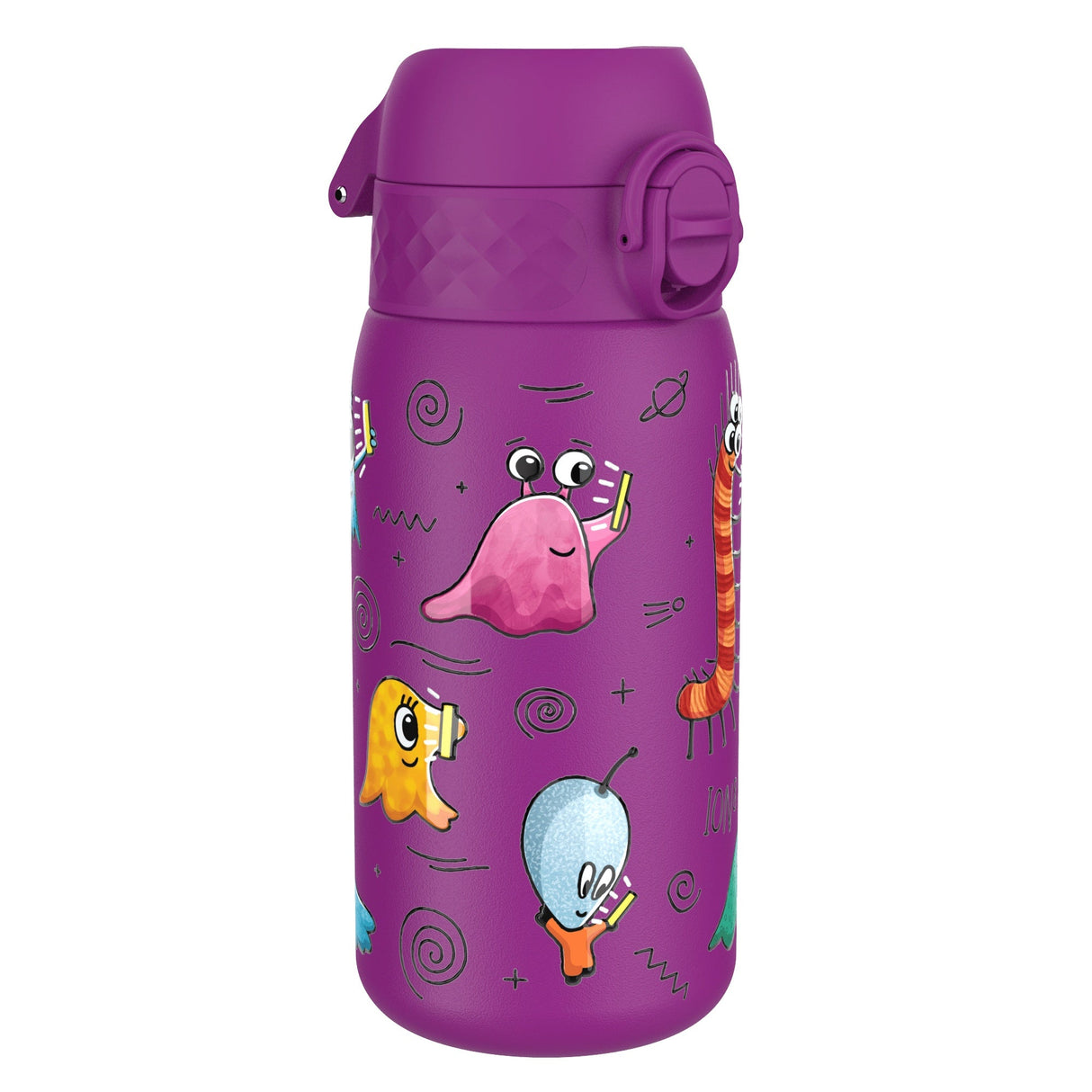 ION8 Leak Proof Kids Water Bottle, Stainless Steel, Aliens, 400ml (13oz)