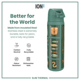 ION8 Leak Proof Slim Thermal Water Bottle, Insulated Steel, Fishing, 500ml (17oz)