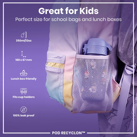 ION8 Leak Proof Kids Water Bottle, Recyclon, Fairies, 350ml (12oz)