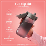 ION8 Leak Proof Small Water Bottle With Straw, Recyclon, Grey, 350ml (12oz)