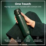 ION8 Leak Proof Slim Thermal Water Bottle, Insulated Steel, Dark Green, 500ml (17oz)