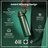 ION8 Leak Proof Slim Thermal Water Bottle, Insulated Steel, Dark Green, 500ml (17oz)