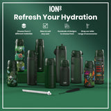 ION8 Leak Proof Slim Thermal Water Bottle, Insulated Steel, Dark Green, 500ml (17oz)