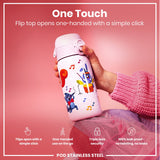 ION8 Leak Proof Kids Water Bottle, Stainless Steel, Animal Band, 400ml (13oz)