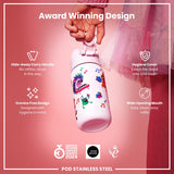 ION8 Leak Proof Kids Water Bottle, Stainless Steel, Animal Band, 400ml (13oz)
