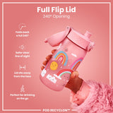ION8 Leak Proof Kids Water Bottle, Recyclon, Rainbows, 350ml (12oz)