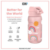 ION8 Leak Proof Kids Water Bottle, Recyclon, Rainbows, 350ml (12oz)