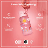 ION8 Leak Proof Kids Water Bottle, Recyclon, Rainbows, 350ml (12oz)