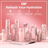 ION8 Leak Proof Slim Water Bottle, Stainless Steel, Rainbows, 600ml (20oz)