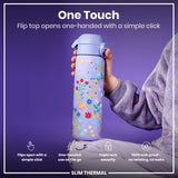 ION8 Leak Proof Slim Thermal Water Bottle, Insulated Steel, Ditsy Floral, 500ml (17oz)
