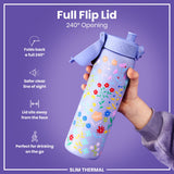 ION8 Leak Proof Slim Thermal Water Bottle, Insulated Steel, Ditsy Floral, 500ml (17oz)